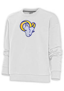 Antigua Los Angeles Rams Womens White Chenille Logo Victory Crew Sweatshirt