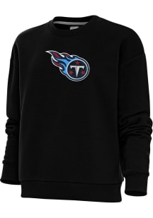 Antigua Tennessee Titans Womens Black Chenille Logo Victory Crew Sweatshirt