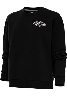 Antigua Baltimore Ravens Womens Black Metallic Logo Victory Crew Sweatshirt