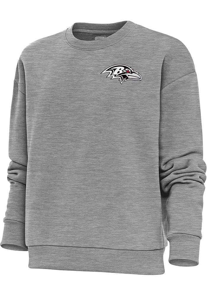 Women's Antigua White Baltimore Ravens Metallic Logo Victory Pullover Hoodie