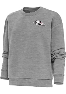 Antigua Baltimore Ravens Womens Grey Metallic Logo Victory Crew Sweatshirt