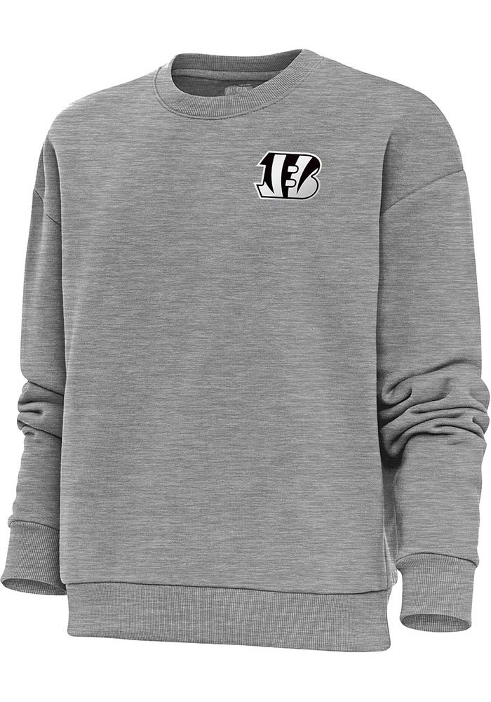 Antigua Cincinnati Bengals Women's Grey Metallic Logo Victory Crew Sweatshirt, Grey, 65% Cotton / 35% POLYESTER, Size S, Rally House