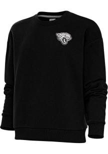Antigua Jacksonville Jaguars Womens Black Metallic Logo Victory Crew Sweatshirt