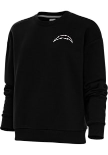 Antigua Los Angeles Chargers Womens Black Metallic Logo Victory Crew Sweatshirt