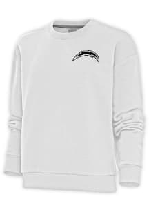 Antigua Los Angeles Chargers Womens White Metallic Logo Victory Crew Sweatshirt