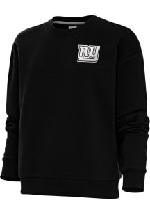 Antigua New York Giants Womens Black Metallic Logo Victory Crew Sweatshirt