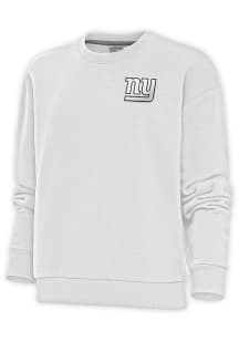 Antigua New York Giants Womens White Metallic Logo Victory Crew Sweatshirt