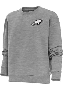 Antigua Philadelphia Eagles Womens Grey Metallic Logo Victory Crew Sweatshirt