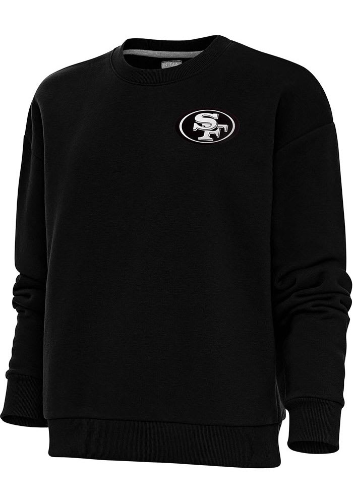 Men's Antigua Black San Francisco 49ers Metallic Logo Victory Pullover  Hoodie