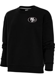 Antigua San Francisco 49ers Womens Black Metallic Logo Victory Crew Sweatshirt