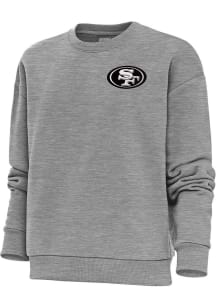 Antigua San Francisco 49ers Womens Grey Metallic Logo Victory Crew Sweatshirt