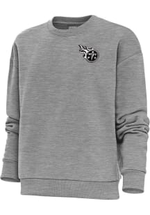 Antigua Tennessee Titans Womens Grey Metallic Logo Victory Crew Sweatshirt