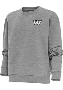 Antigua Washington Commanders Womens Grey Metallic Logo Victory Crew Sweatshirt