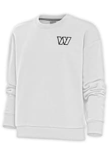 Antigua Washington Commanders Womens White Metallic Logo Victory Crew Sweatshirt