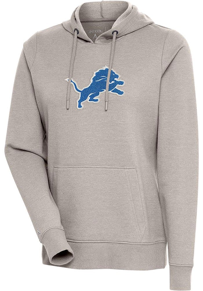 Women's Antigua Blue Detroit Lions Victory Chenille Pullover Hoodie