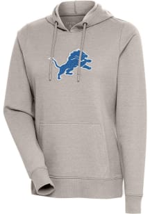 Antigua Detroit Lions Womens Oatmeal Chenille Logo Action Hooded Sweatshirt