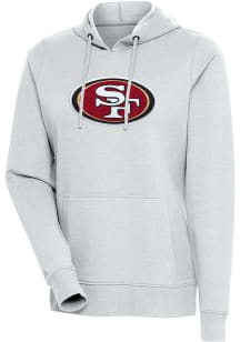 Antigua San Francisco 49ers Womens Grey Chenille Logo Action Hooded Sweatshirt