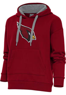 Antigua Arizona Cardinals Womens Red Chenille Logo Victory Hooded Sweatshirt