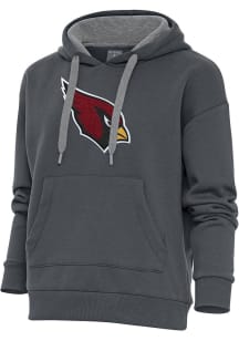 Antigua Arizona Cardinals Womens Charcoal Chenille Logo Victory Hooded Sweatshirt