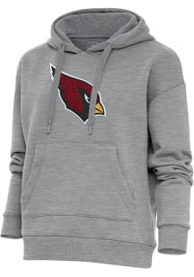 Antigua Arizona Cardinals Womens Grey Chenille Logo Victory Hooded Sweatshirt