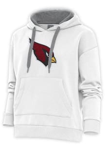 Antigua Arizona Cardinals Womens White Chenille Logo Victory Hooded Sweatshirt