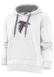Antigua Atlanta Falcons Womens White Chenille Logo Victory Hooded Sweatshirt