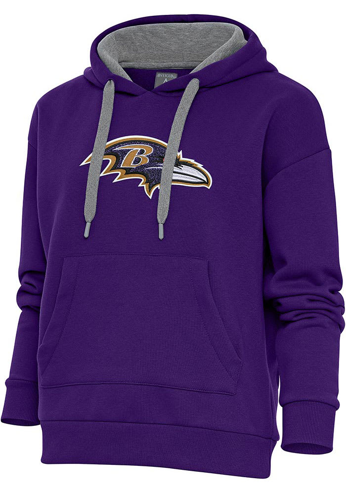 Antigua Baltimore Ravens Women's Purple Chenille Logo Victory Crew Sweatshirt, Purple, 65% Cotton / 35% POLYESTER, Size XL, Rally House