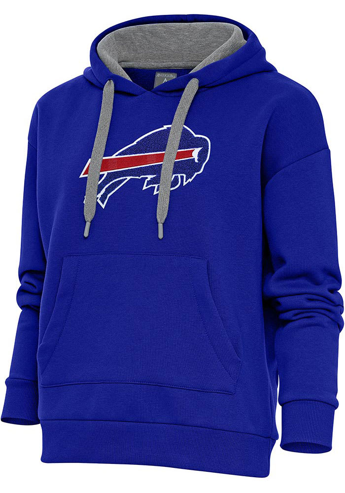 Men's Buffalo Bills Antigua White Metallic Logo Victory Pullover Hoodie