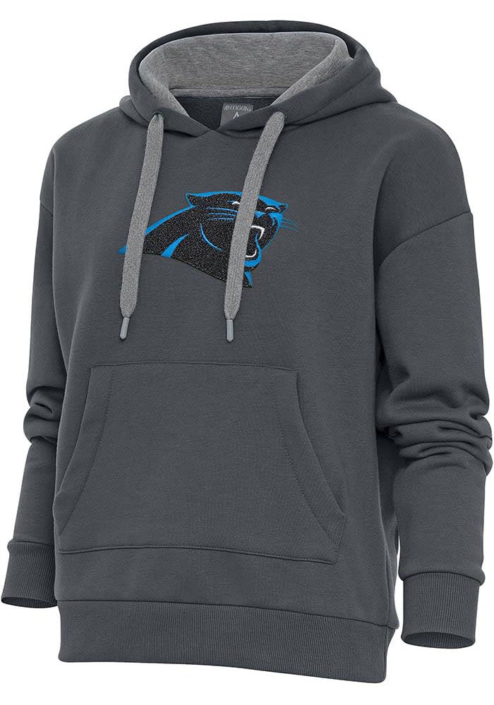 Men's Antigua Black Carolina Panthers Victory Chenille Pullover Sweatshirt Size: Small