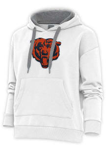 Antigua Chicago Bears Womens White Chenille Logo Victory Hooded Sweatshirt