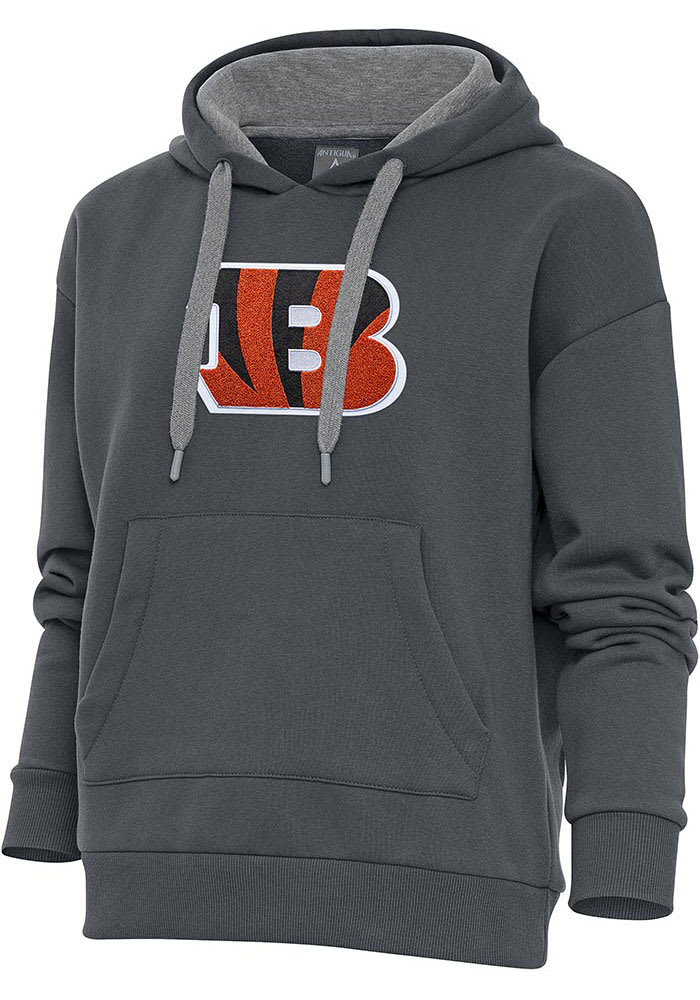 Antigua Cincinnati Bengals Women's Black Chenille Logo Victory Crew Sweatshirt, Black, 65% Cotton / 35% POLYESTER, Size XL, Rally House