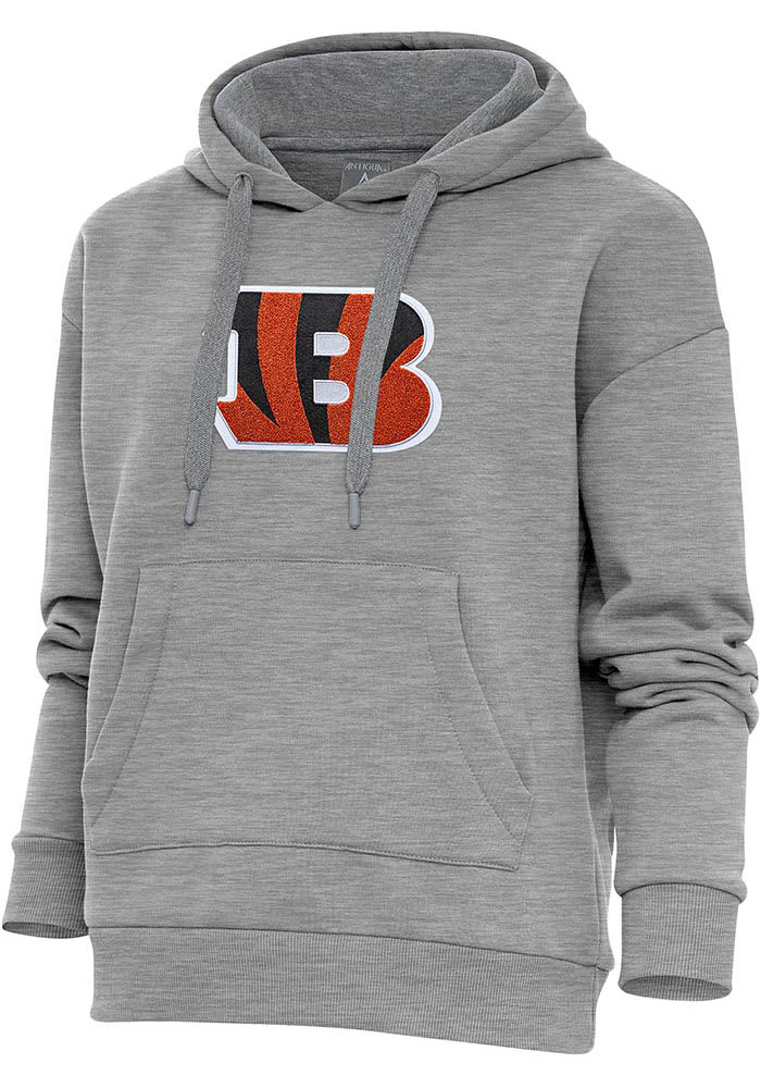 Men's Antigua Oatmeal Cincinnati Bengals Action Chenille Pullover