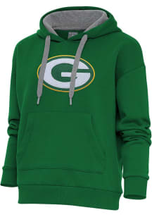 Antigua Green Bay Packers Womens Green Chenille Logo Victory Hooded Sweatshirt