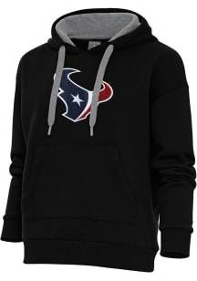 Antigua Houston Texans Womens Black Chenille Logo Victory Hooded Sweatshirt