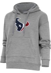 Antigua Houston Texans Womens Grey Chenille Logo Victory Hooded Sweatshirt