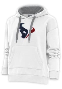 Antigua Houston Texans Womens White Chenille Logo Victory Hooded Sweatshirt