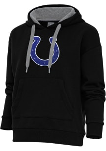 Antigua Indianapolis Colts Womens Black Chenille Logo Victory Hooded Sweatshirt