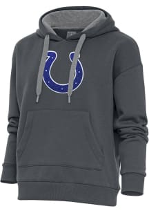Antigua Indianapolis Colts Womens Charcoal Chenille Logo Victory Hooded Sweatshirt