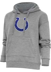 Antigua Indianapolis Colts Womens Grey Chenille Logo Victory Hooded Sweatshirt