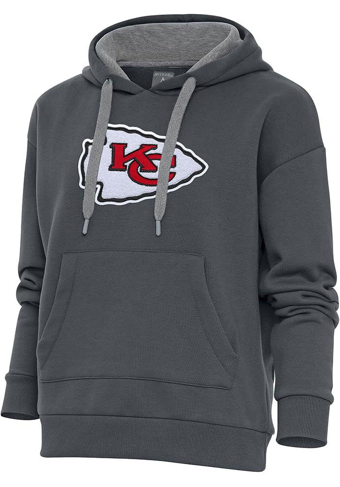 Antigua Kansas City Chiefs Women's Grey Victory Crew Sweatshirt, Grey, 65% Cotton / 35% POLYESTER, Size XL, Rally House