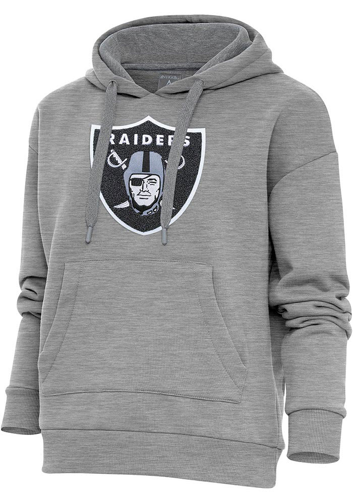 Women's Antigua White Las Vegas Raiders Metallic Logo Victory Pullover Hoodie Size: Small