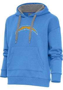 Antigua Los Angeles Chargers Womens Blue Chenille Logo Victory Hooded Sweatshirt