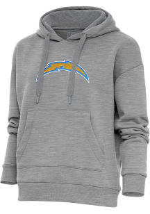 Antigua Los Angeles Chargers Womens Grey Chenille Logo Victory Hooded Sweatshirt