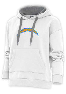 Antigua Los Angeles Chargers Womens White Chenille Logo Victory Hooded Sweatshirt