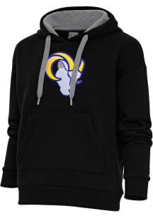 Antigua Los Angeles Rams Womens Black Chenille Logo Victory Hooded Sweatshirt