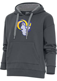 Antigua Los Angeles Rams Womens Charcoal Chenille Logo Victory Hooded Sweatshirt