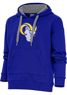 Antigua Los Angeles Rams Womens Blue Chenille Logo Victory Hooded Sweatshirt