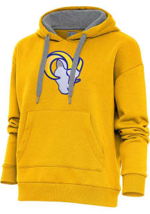 Antigua Los Angeles Rams Womens Gold Chenille Logo Victory Hooded Sweatshirt