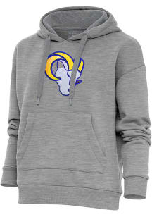 Antigua Los Angeles Rams Womens Grey Chenille Logo Victory Hooded Sweatshirt