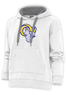 Antigua Los Angeles Rams Womens White Chenille Logo Victory Hooded Sweatshirt